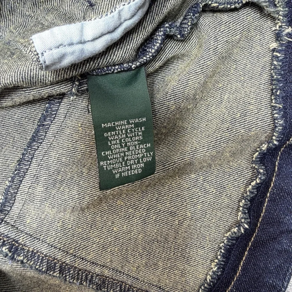 LRL Ralph Lauren Women's Denim Blazer Jacket Size L Blue Jean Stretch Button Up - Picture 10 of 11